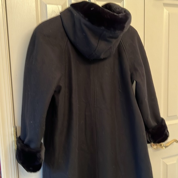 BEAUTIFUL STEPHANIE MATHEWS BLACK WOOL LONG DRESS COAT - Picture 4 of 7